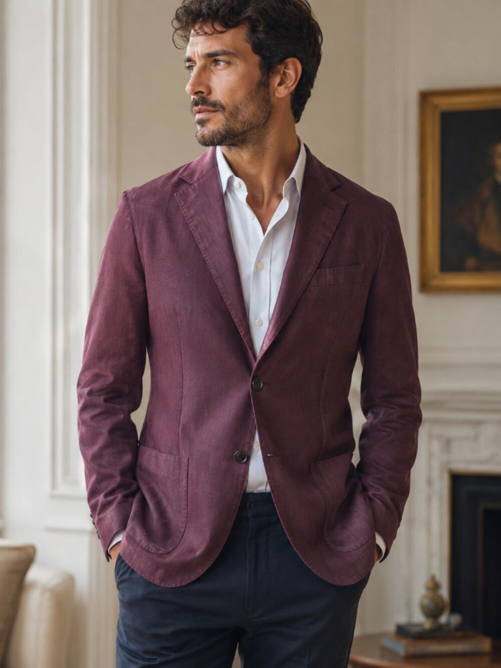 Neiman Marcus Burgundy Blazer Jacket Made in Italy